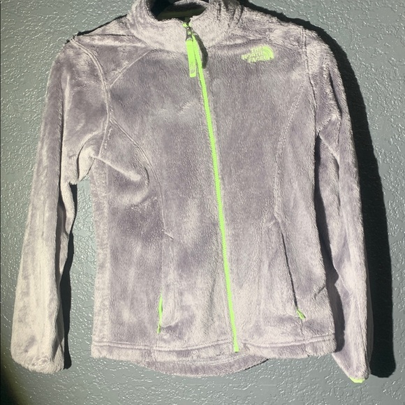 The North Face Brown Fleece with Neon Green Logo - Picture 1 of 4